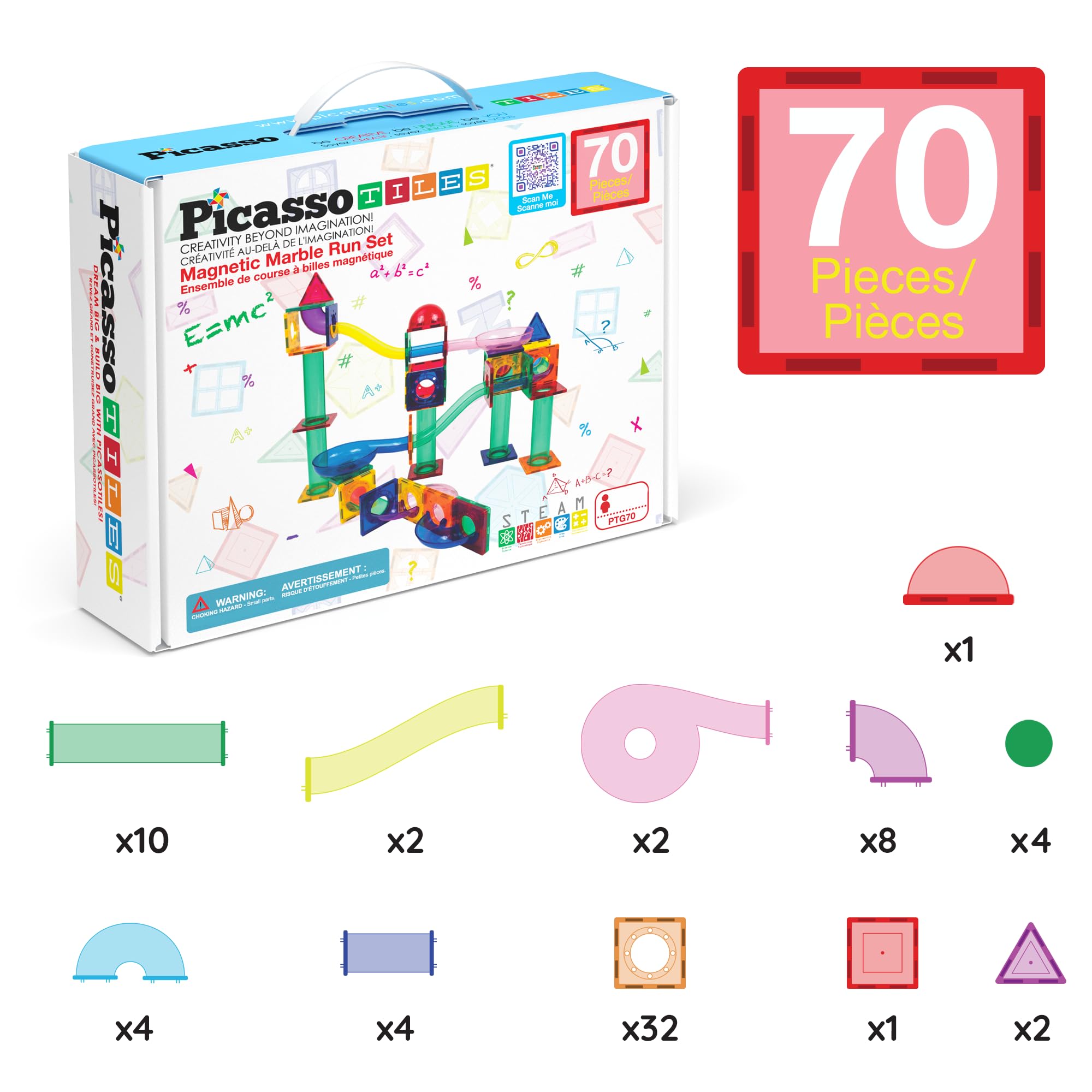 PicassoTiles 70pc STEM learning kit promotes early engineering and problem-solving.