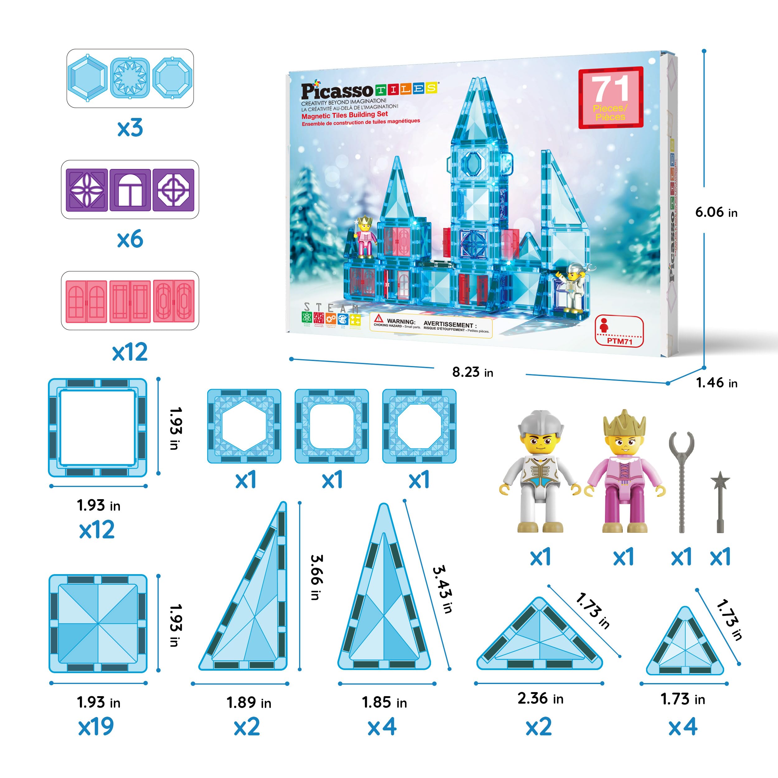 PicassoTiles 71pc magnetic tiles promote STEM learning through hands-on exploration