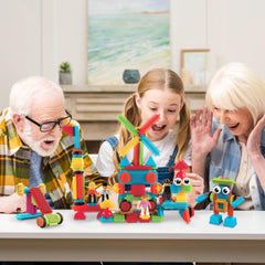 PicassoTiles action figures add character to creative building sessions.