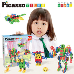 PicassoTiles age 3-plus playset supports safe, open-ended STEM exploration.