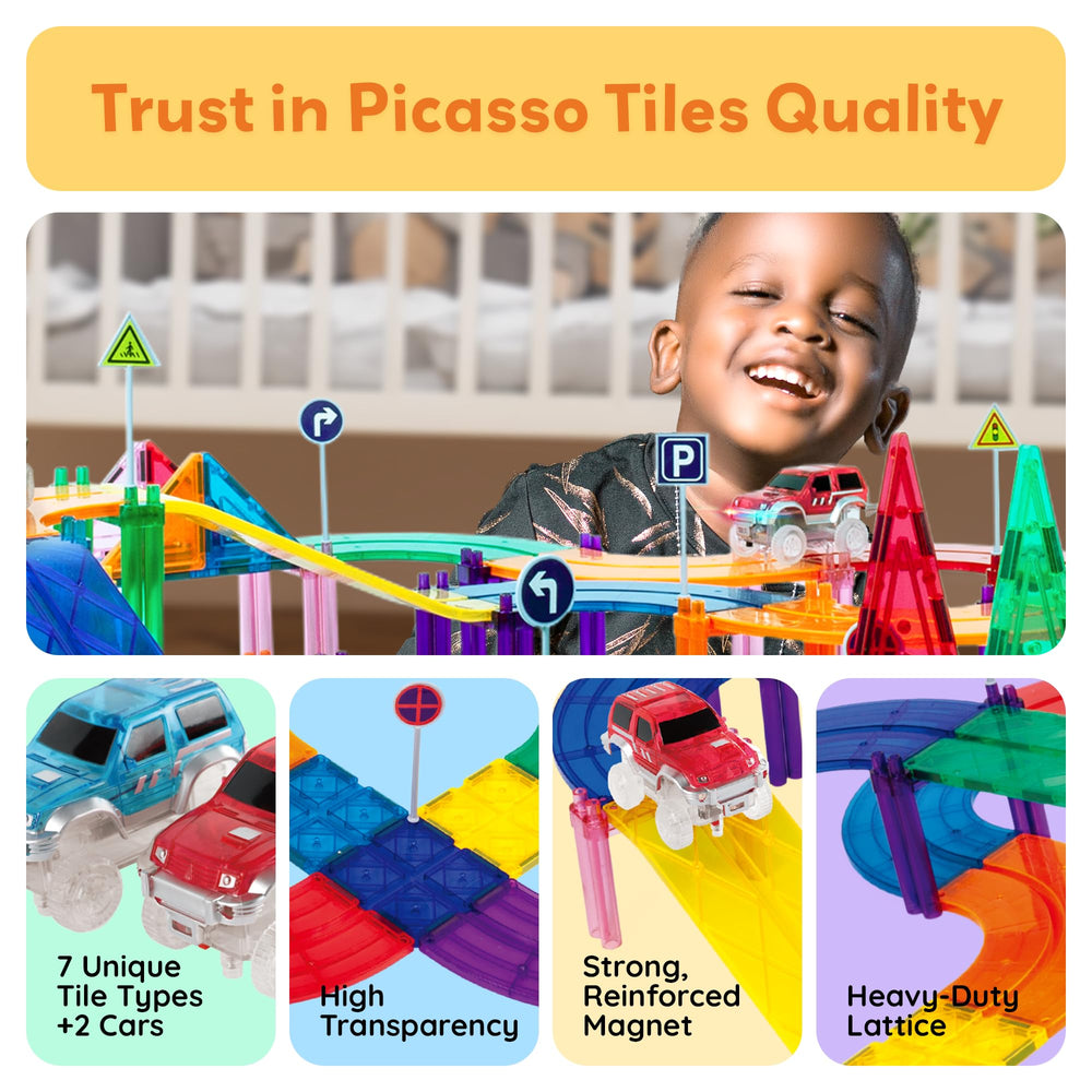 PicassoTiles all-in-one STEAM toy boosts creativity and early engineering skills.