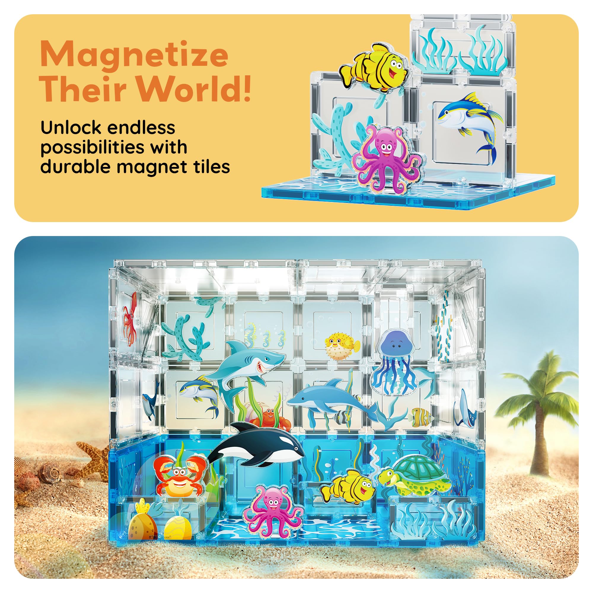 PicassoTiles aquarium crab figure sparks creative problem solving.