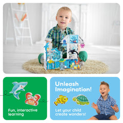 PicassoTiles aquarium jellyfish figure adds colorful, sensory-rich play opportunities.