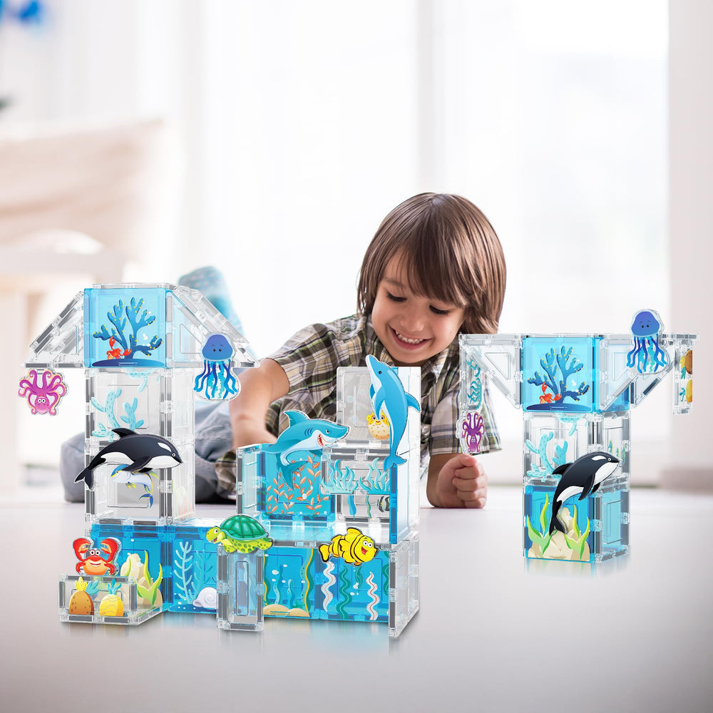 PicassoTiles aquarium orca figure for vivid storytelling and fine motor practice.