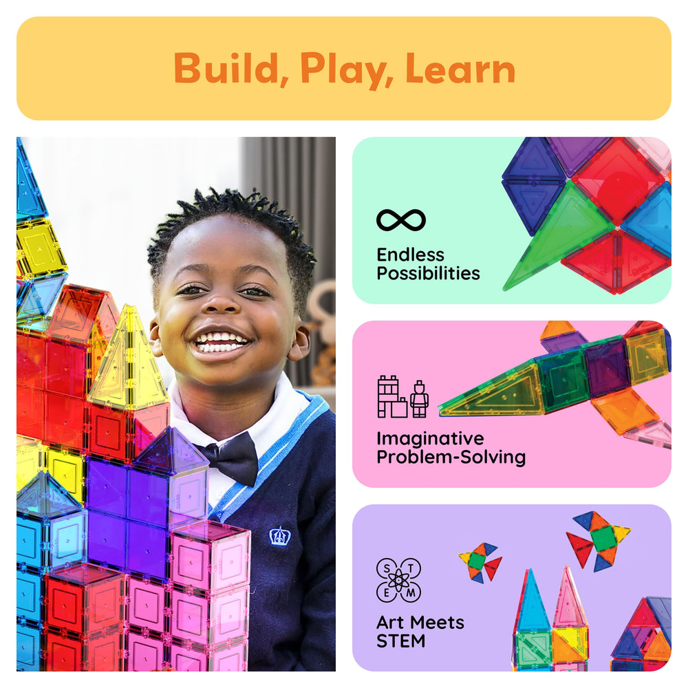 Architectural builds using PicassoTiles to explore structure ideas and balance.