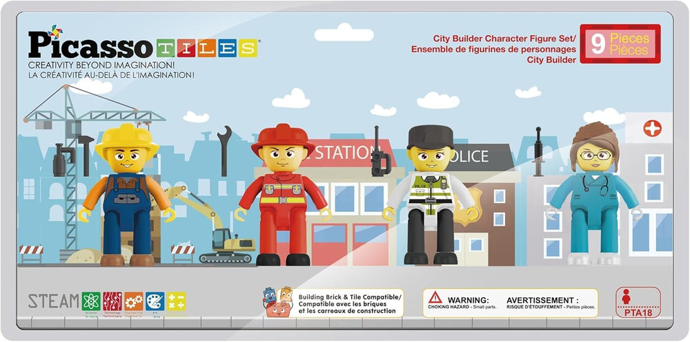 PicassoTiles astronaut figures educational value through imaginative play and problem solving.