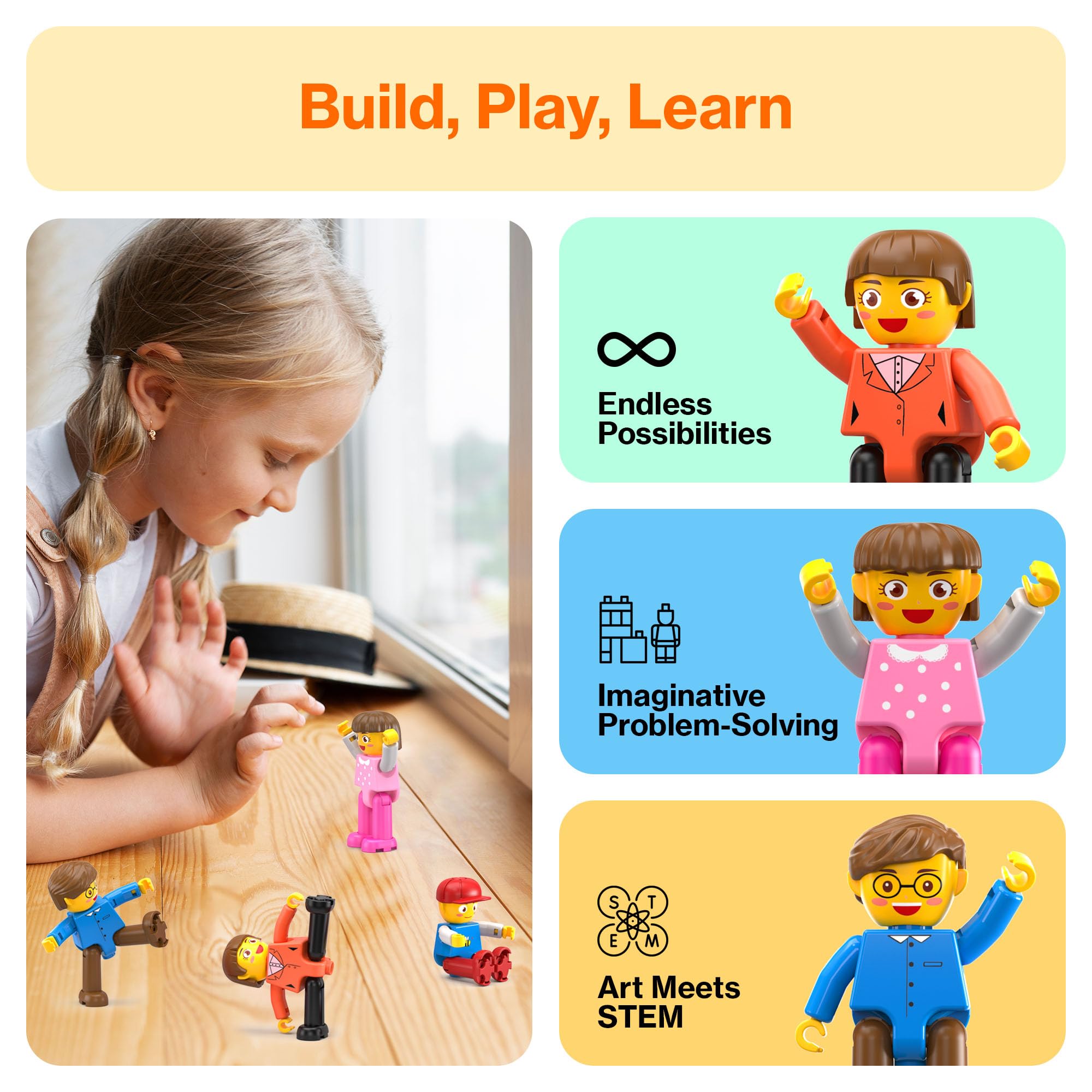 PicassoTiles boy figure with magnetic base invites interactive pretend adventures