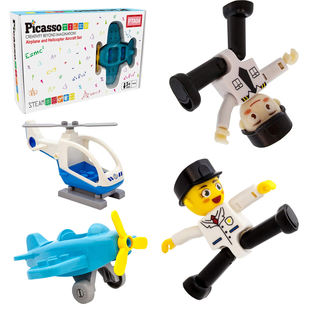 PicassoTiles boy pilot figure for imaginative play and storytelling.