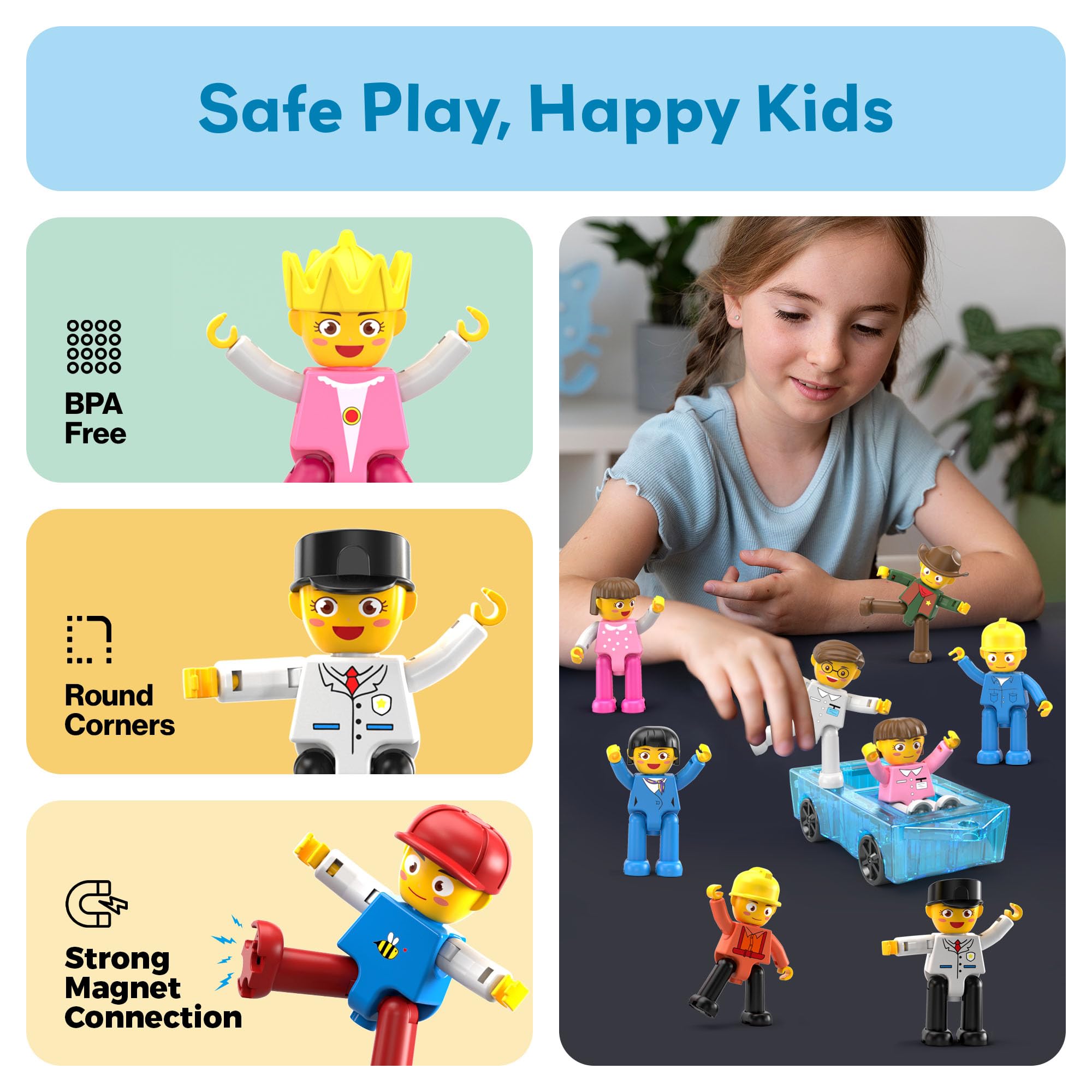 PicassoTiles BPA-free non-toxic pieces ensure safe, worry-free play sessions.