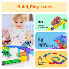 PicassoTiles buildable tracks offer versatile layouts for creative racing