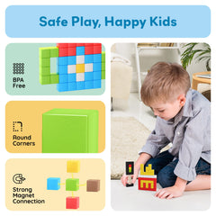 PicassoTiles building-block magnets let kids construct scalable 3D shapes.