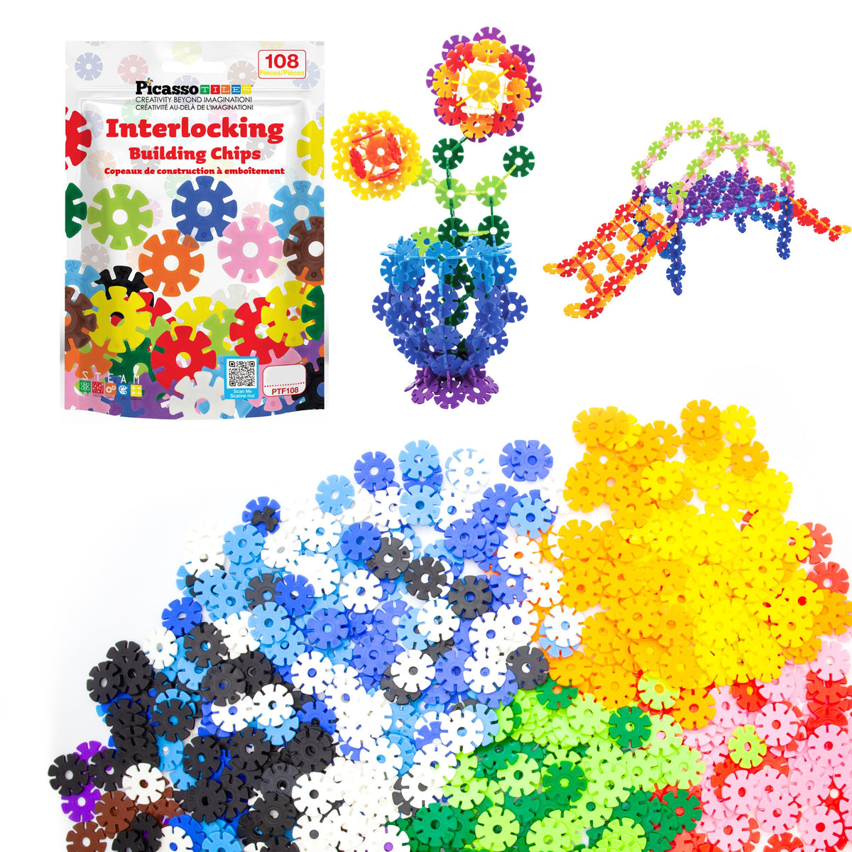 PicassoTiles Building Chips interlocking discs for creative construction play