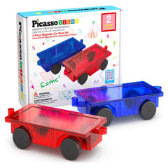 PicassoTiles car truck set magnetic blocks for imaginative play and early STEM skills