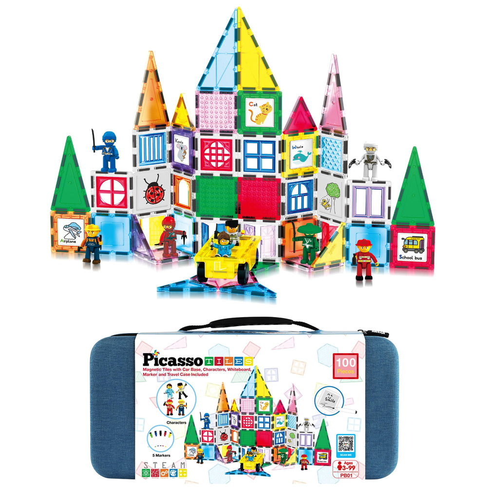 PicassoTiles carry case with magnetic tiles keeps play organized at home and on the go