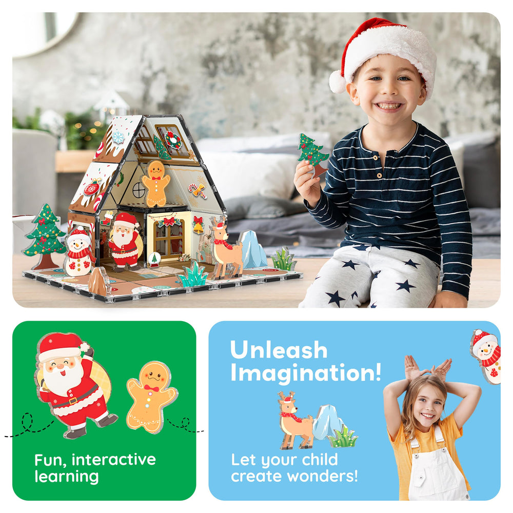 PicassoTiles Christmas tree tile encourages color matching and structural exploration.