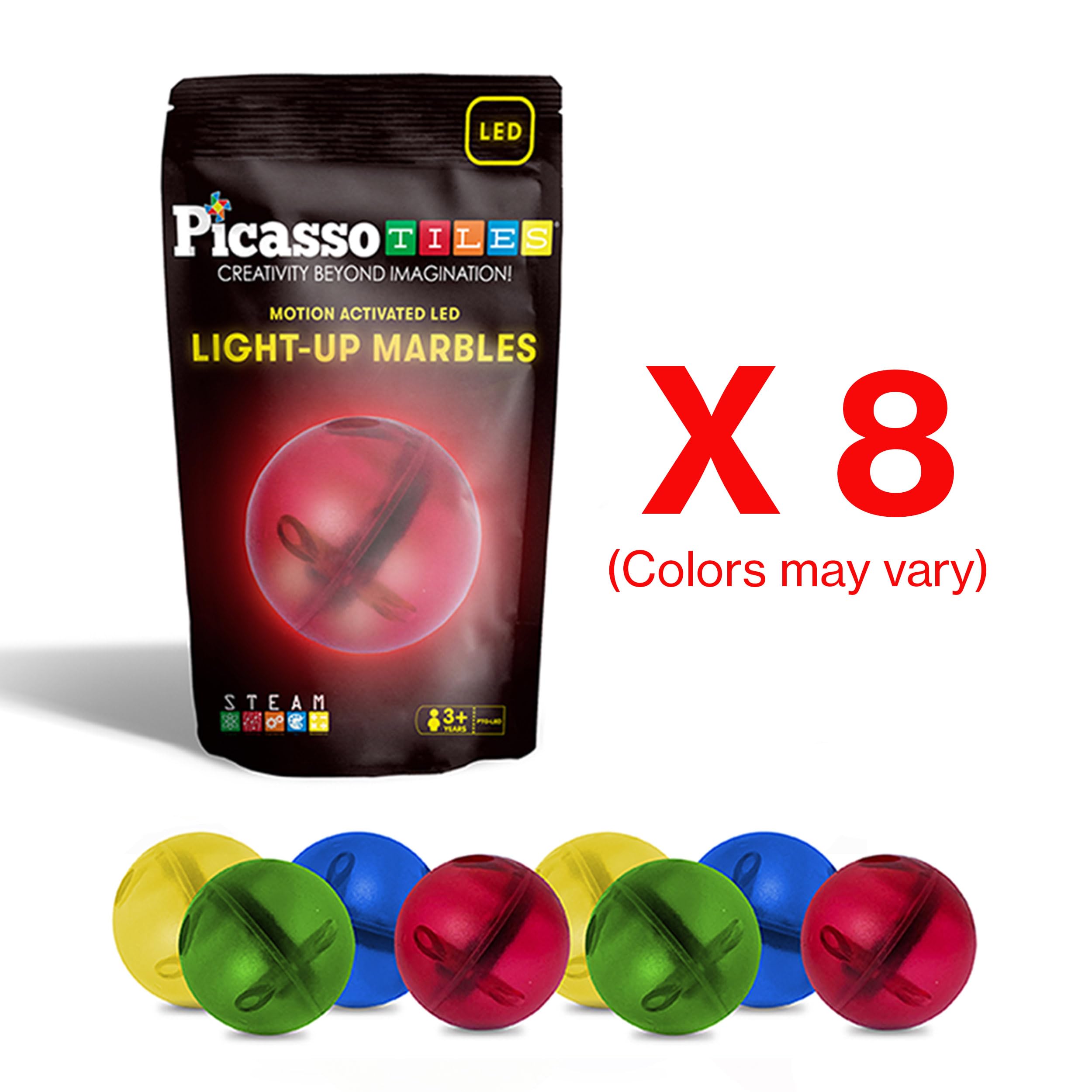 PicassoTiles classroom-ready marbles spark collaborative play and problem solving.