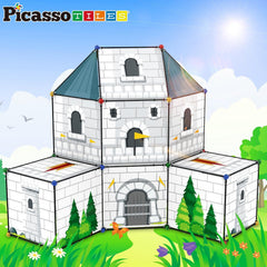 PicassoTiles clip rings and connector balls enabling sturdy expandable structures