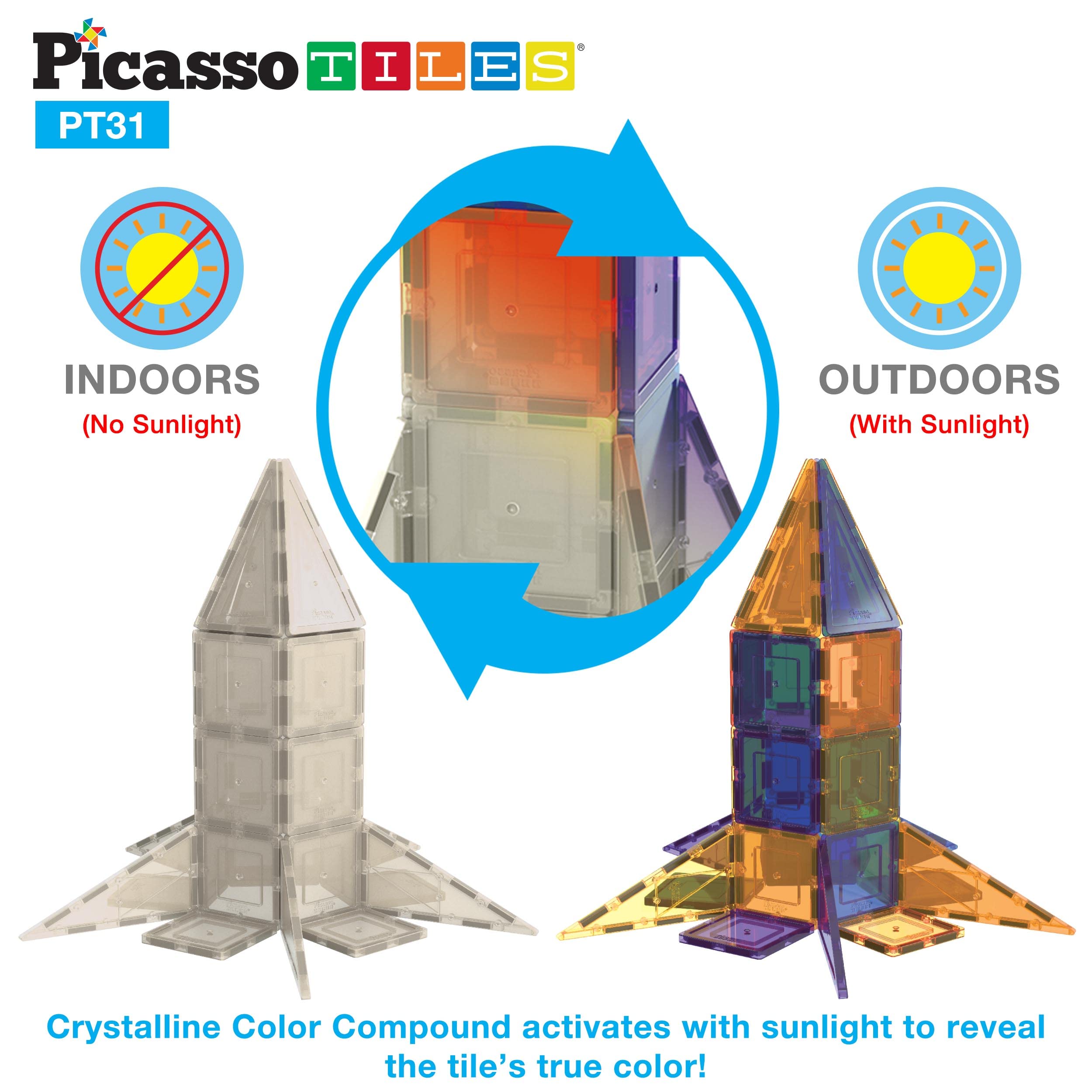 PicassoTiles color change outdoor tiles catching sunlight to reveal vivid hues