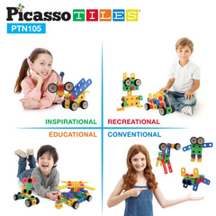 PicassoTiles colorful building pieces spark creativity and color recognition.