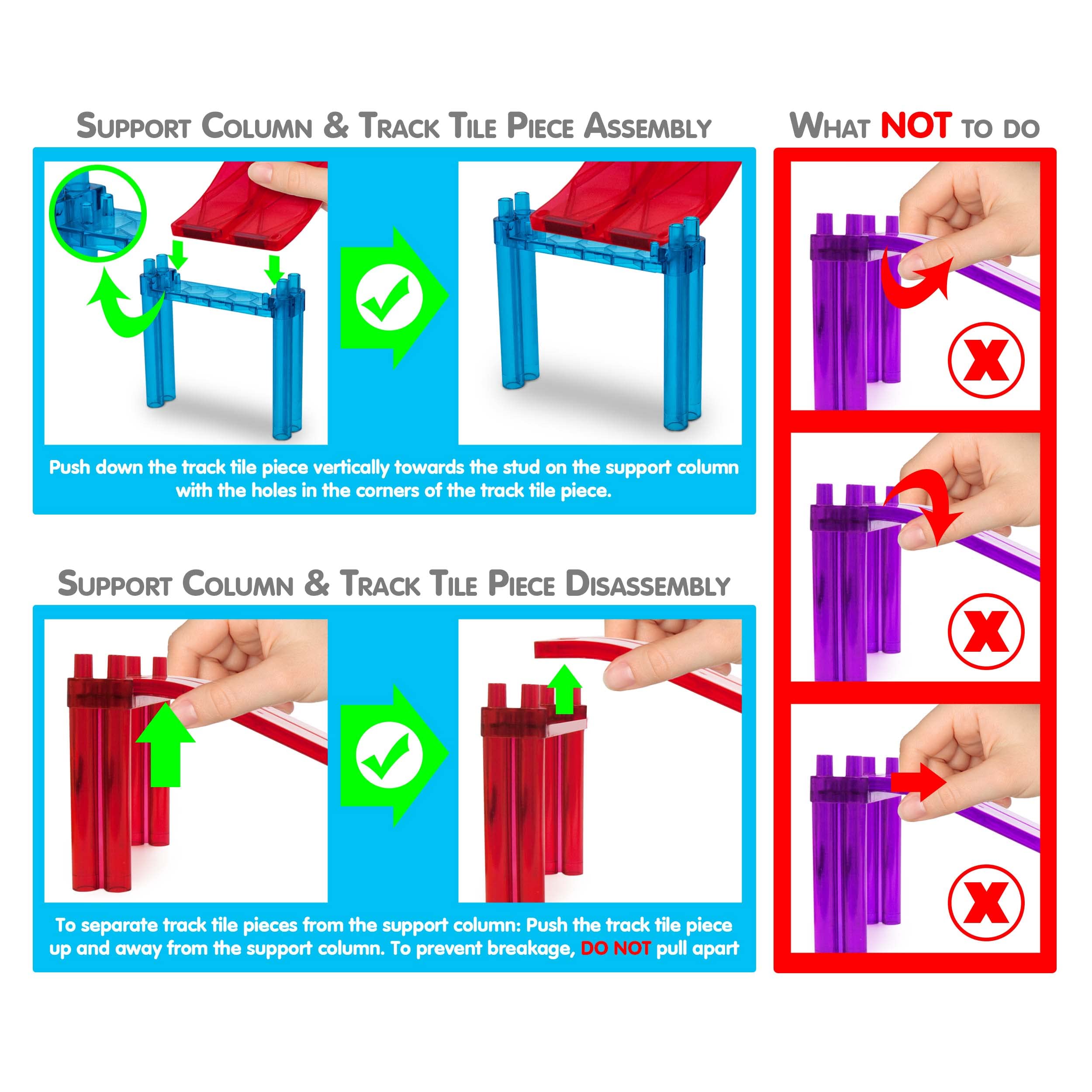 PicassoTiles colorful pieces support color matching and shape recognition during building.