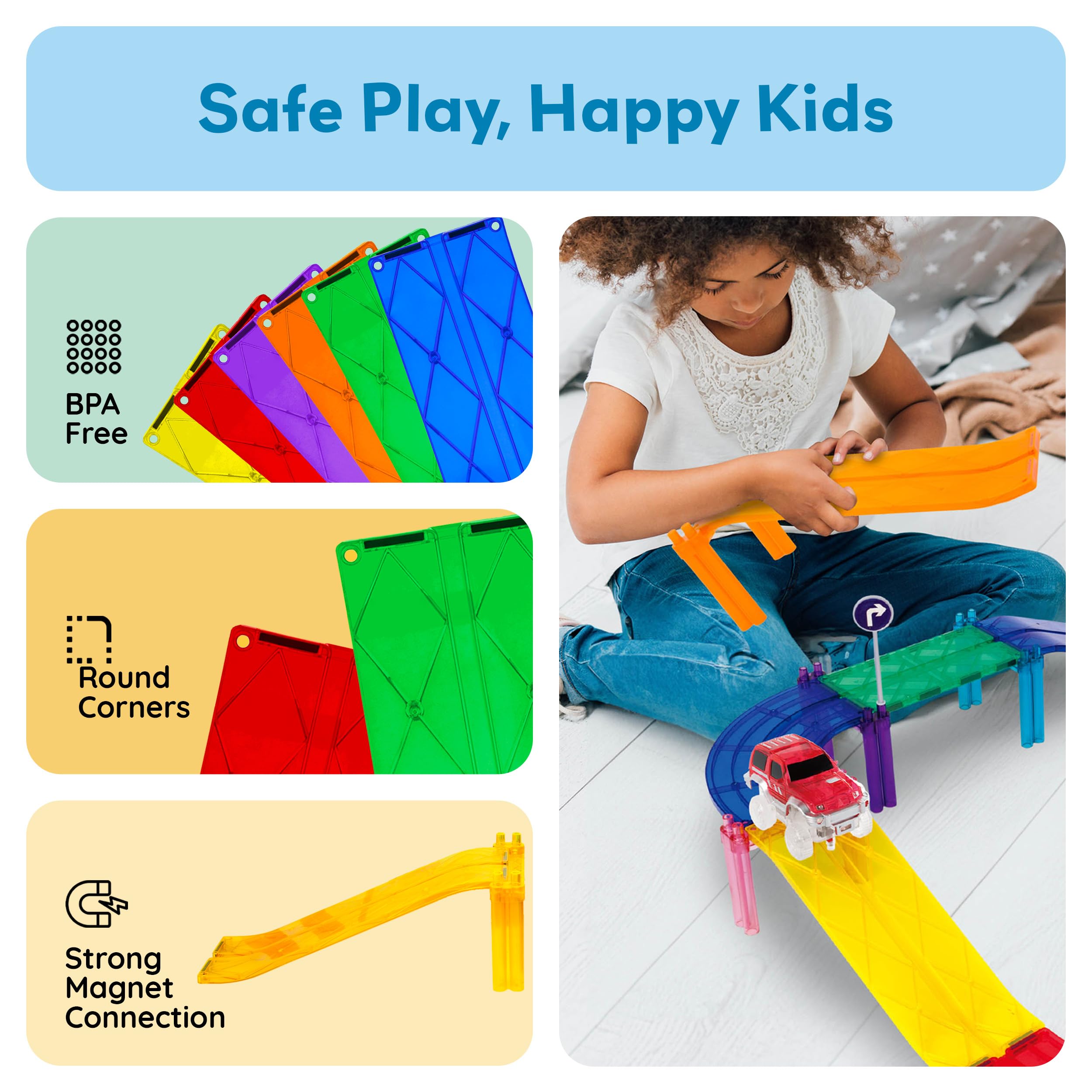 PicassoTiles colorful tile play captures vibrant visuals for engaging STEM sessions.