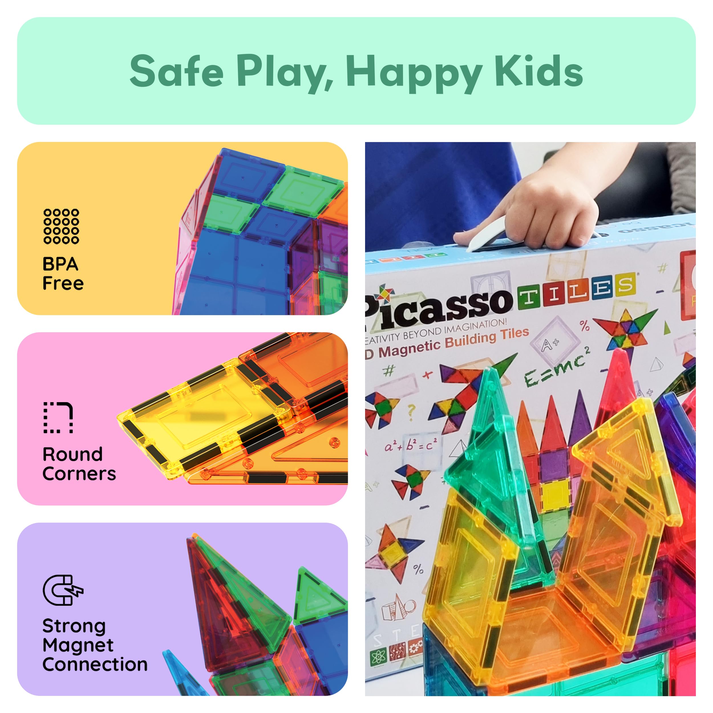 Colorful PicassoTiles tiles inspiring creative and collaborative building sessions.