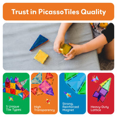 PicassoTiles colorful tiles with easy storage and cleanup