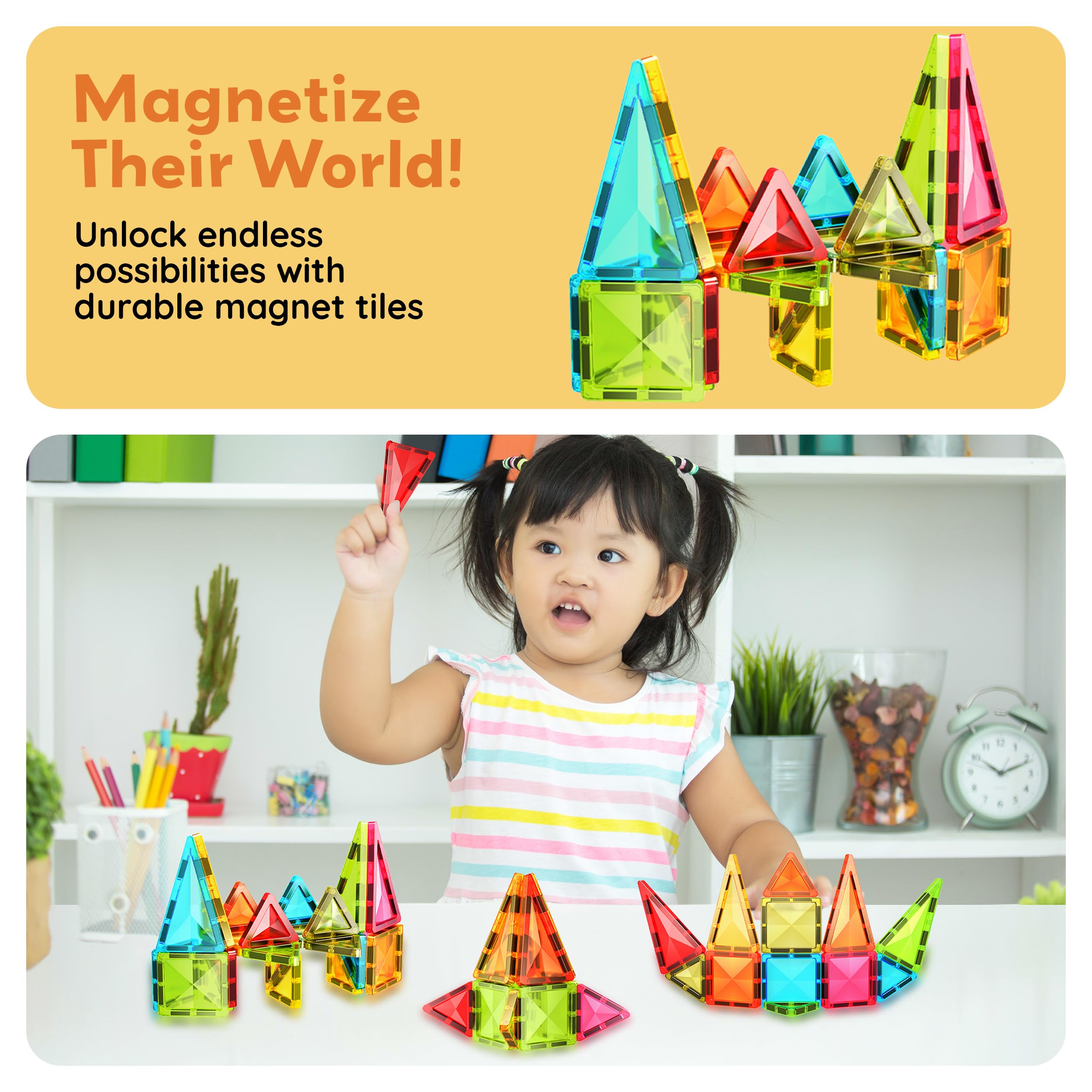 PicassoTiles colorful-tiles-storage promotes easy cleanup and tidy packing.