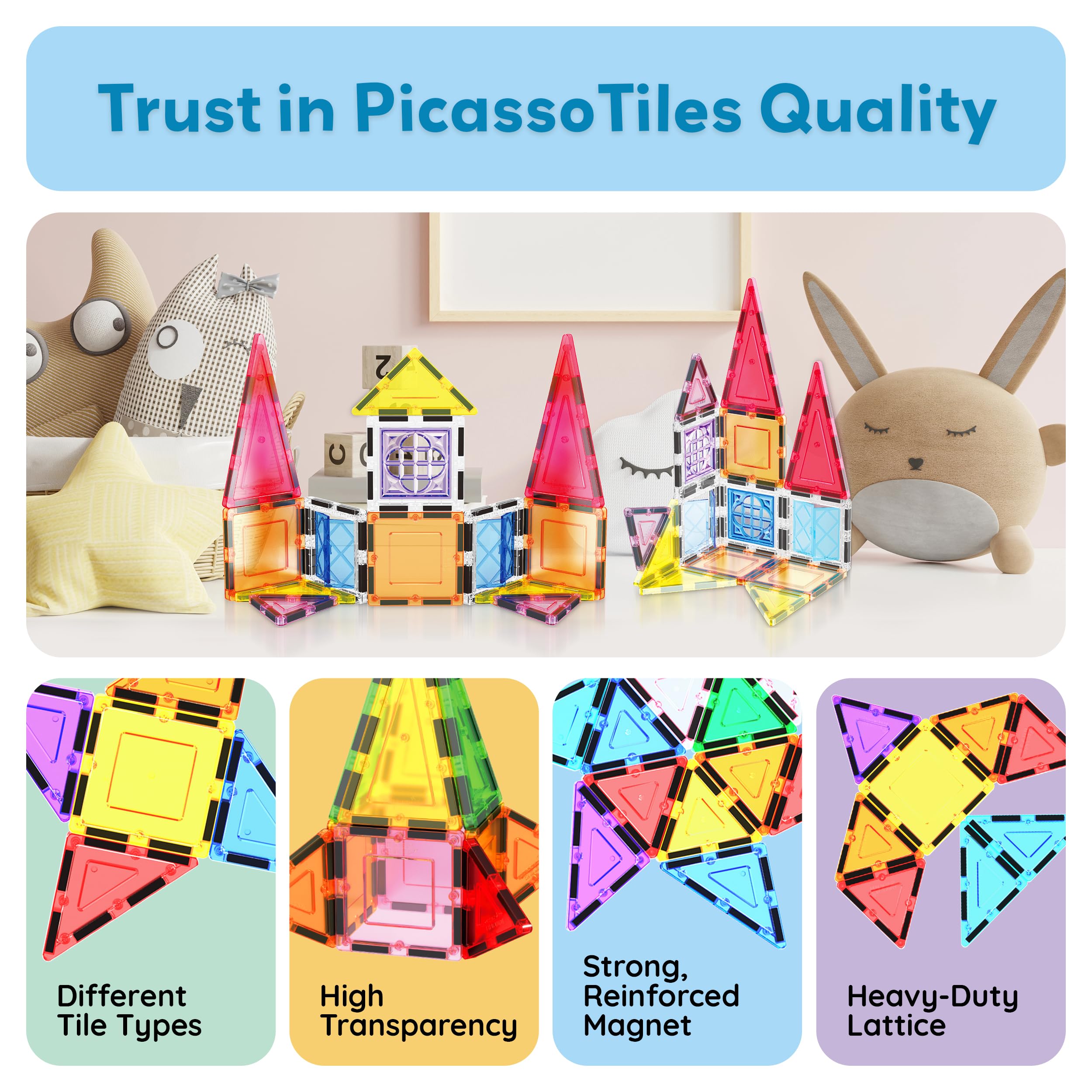 PicassoTiles compatibility lets kids expand across sets for bigger builds.