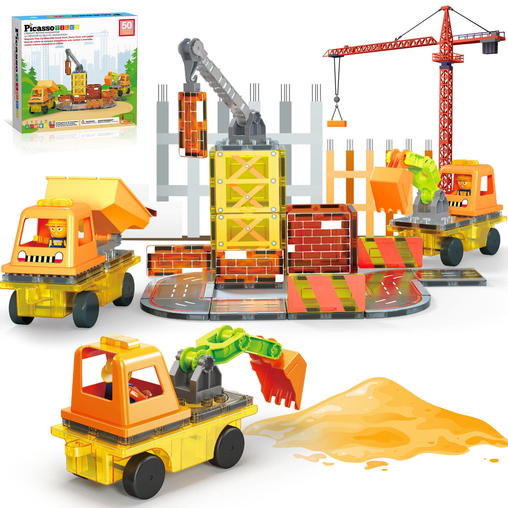 PicassoTiles crane magnet tile inspires creative construction play and fine motor skill development