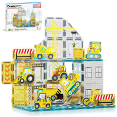 PicassoTiles crane truck magnet tiles for hands-on STEM play and construction.
