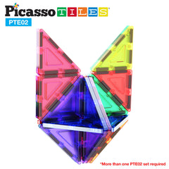 PicassoTiles right triangle tiles support cooperative play and teamwork.