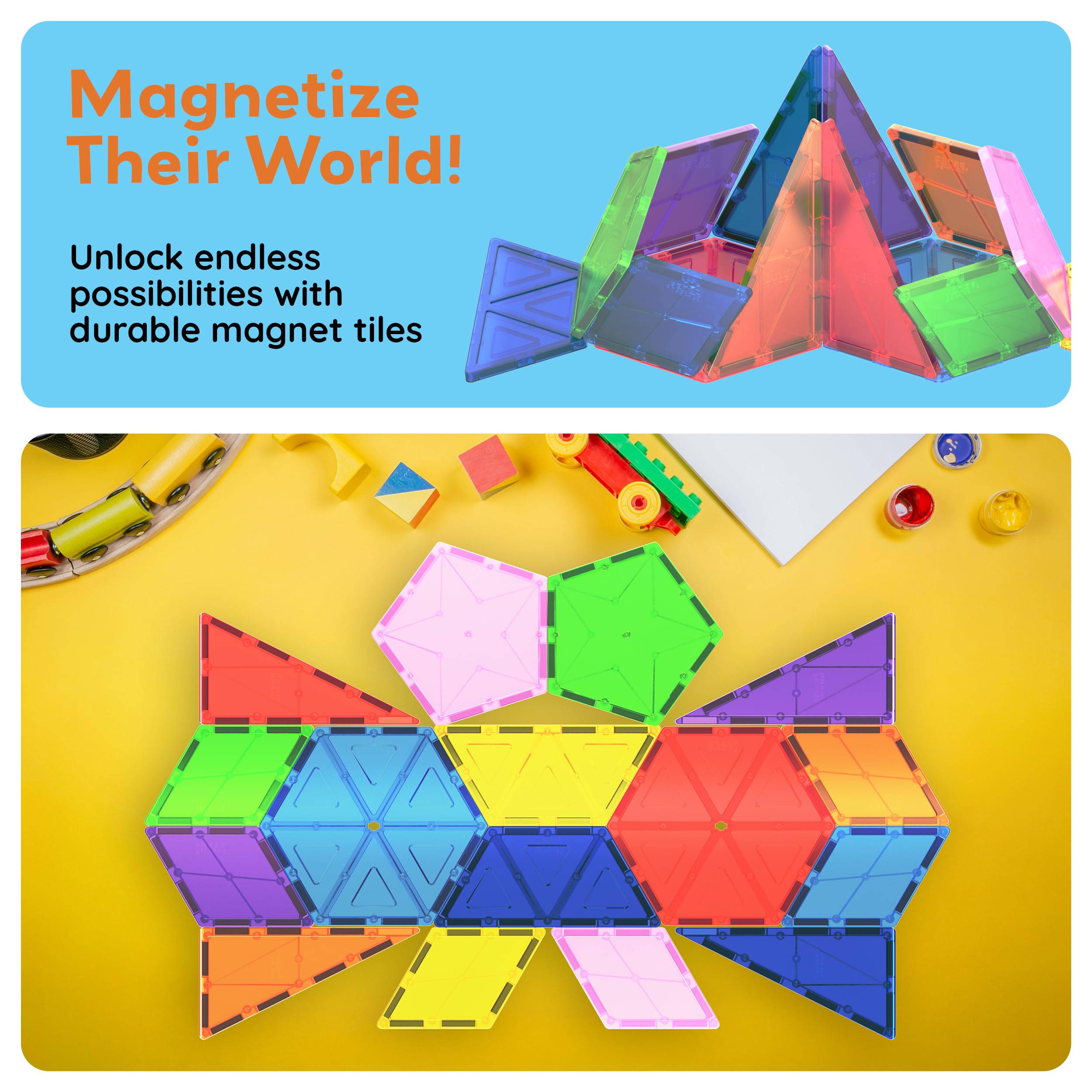 PicassoTiles-creative-design-play boosts imagination with colorful magnets.