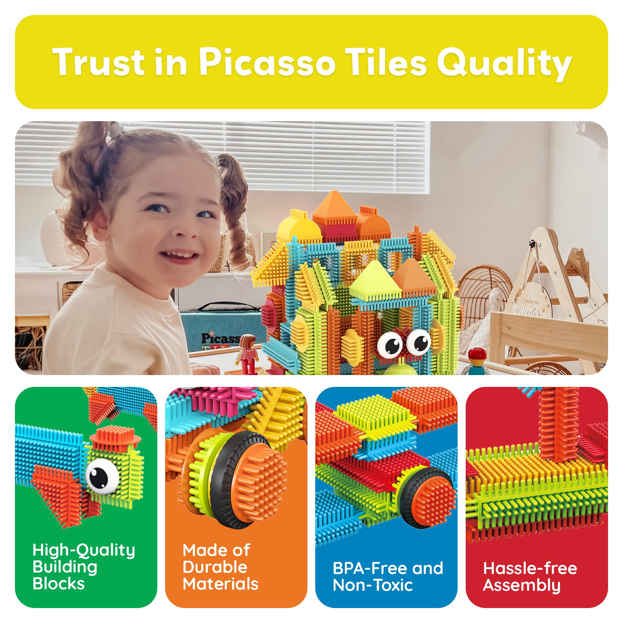 PicassoTiles creative design studio captures imaginative block constructions.