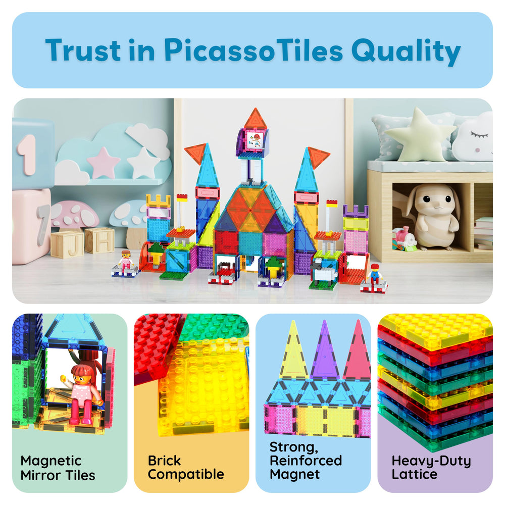 PicassoTiles cross-brand compatibility enables mixed-brand creativity.