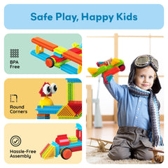 PicassoTiles blocks promote early dexterity and grip during simple connections.