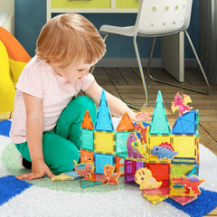 PicassoTiles Dinosaur Adventure Stegosaurus figure enhances storytelling and color recognition during play.