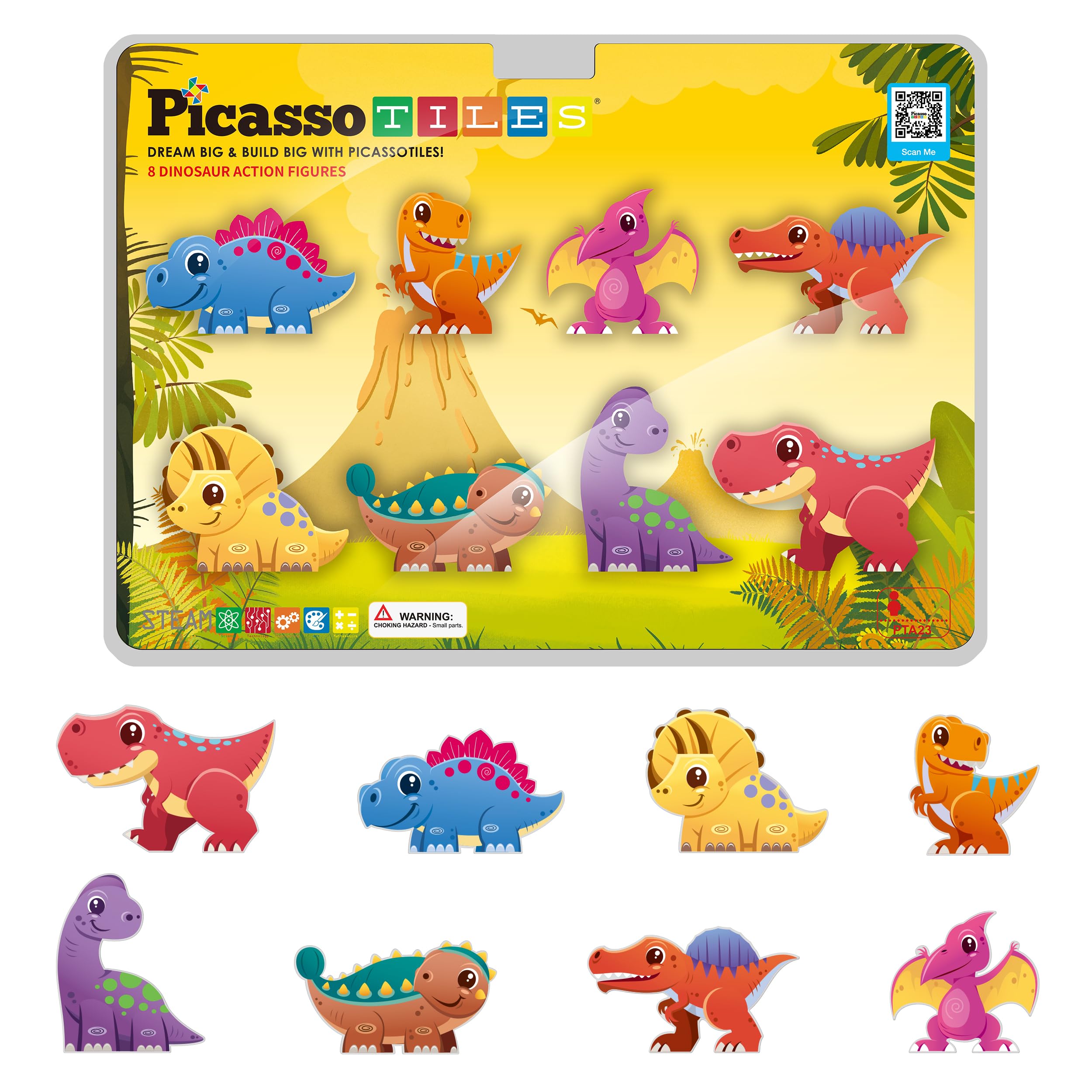 PicassoTiles Dinosaur Adventure T-Rex figure for imaginative play and fine motor skill development.