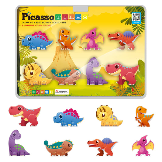 PicassoTiles Dinosaur Adventure T-Rex figure for imaginative play and fine motor skill development.