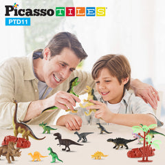 PicassoTiles Triceratops figure supports creative play and early narrative skills.