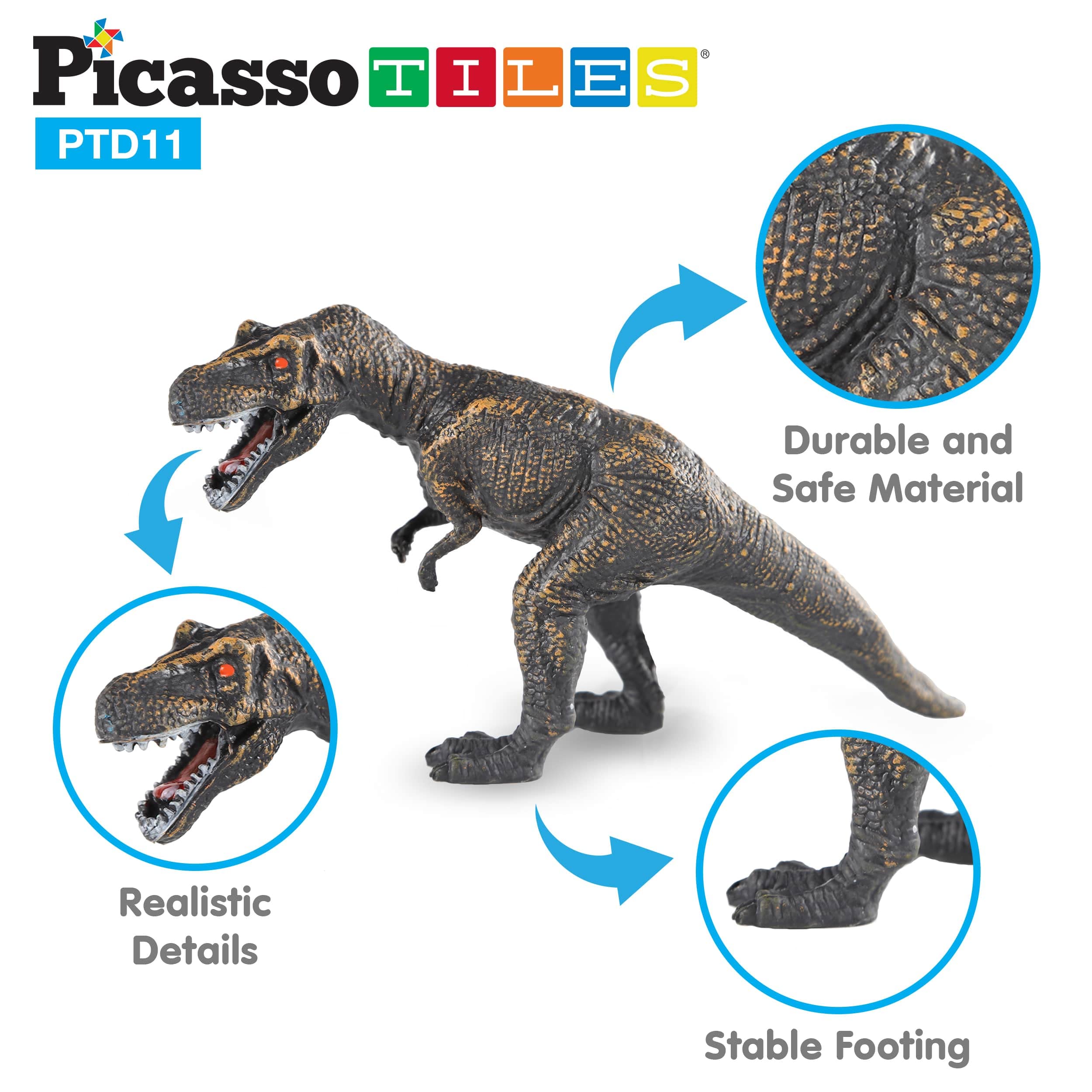 PicassoTiles Velociraptor figure encourages quick thinking during cooperative play.