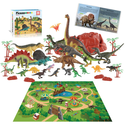PicassoTiles dinosaur play mat rolled for easy storage and on-the-go play.