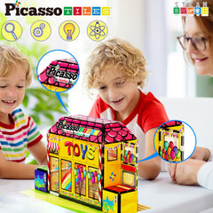 PicassoTiles double-sided printing tiles enabling varied visuals in play