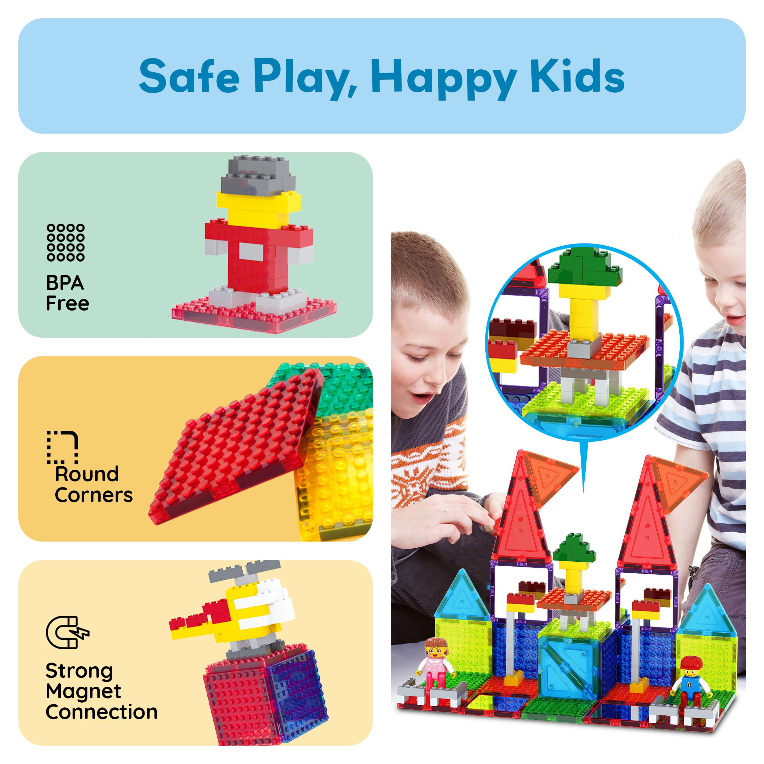 PicassoTiles durable ABS plastic stands up to daily play.