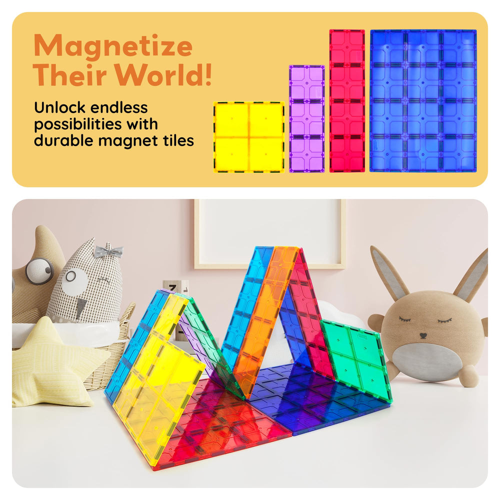 PicassoTiles durable-magnets ensure secure connections during imaginative construction.