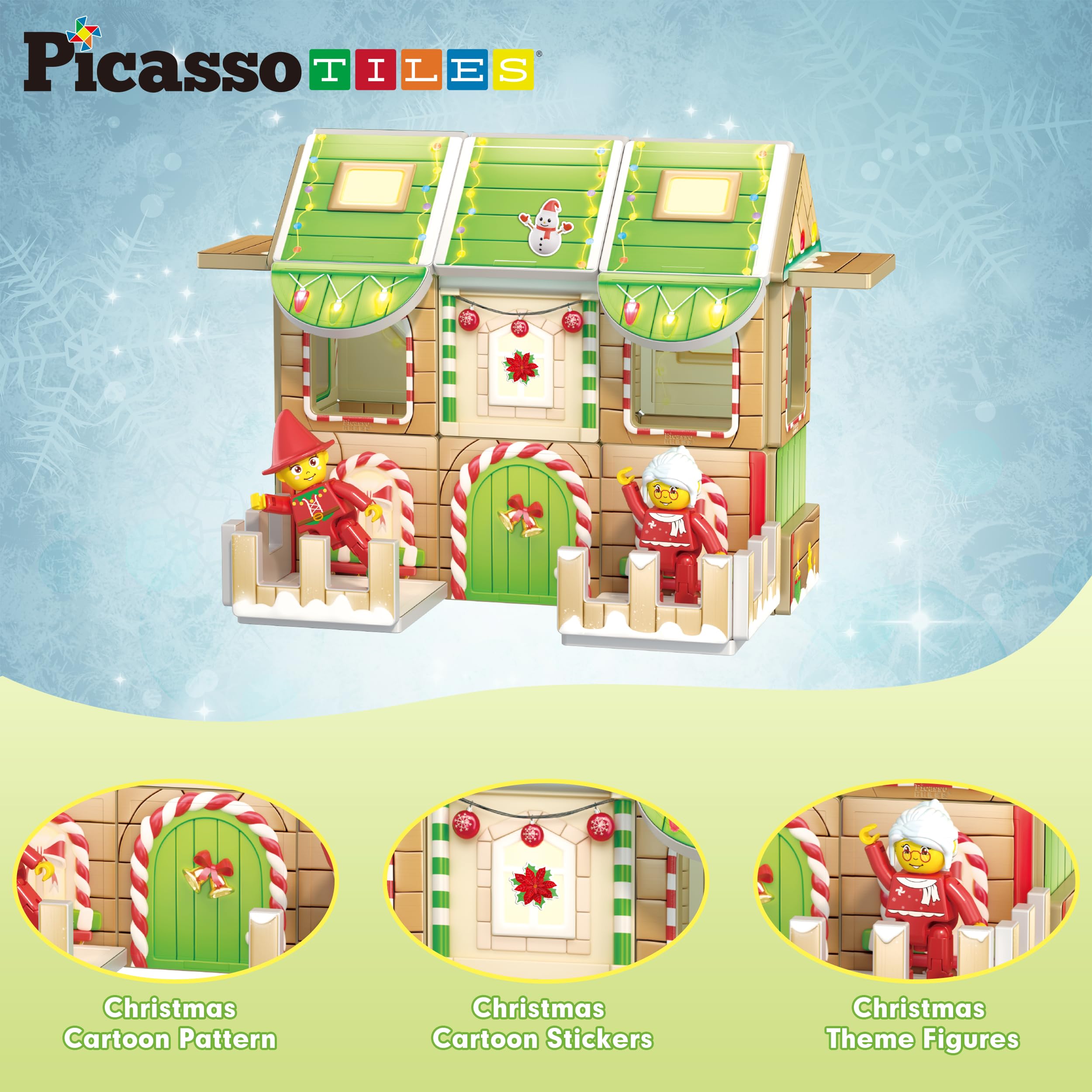 PicassoTiles elf figure adds colorful characters for imaginative scenes and motor control.