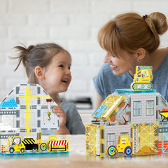 PicassoTiles excavator magnet tiles for design-focused play and spatial planning.