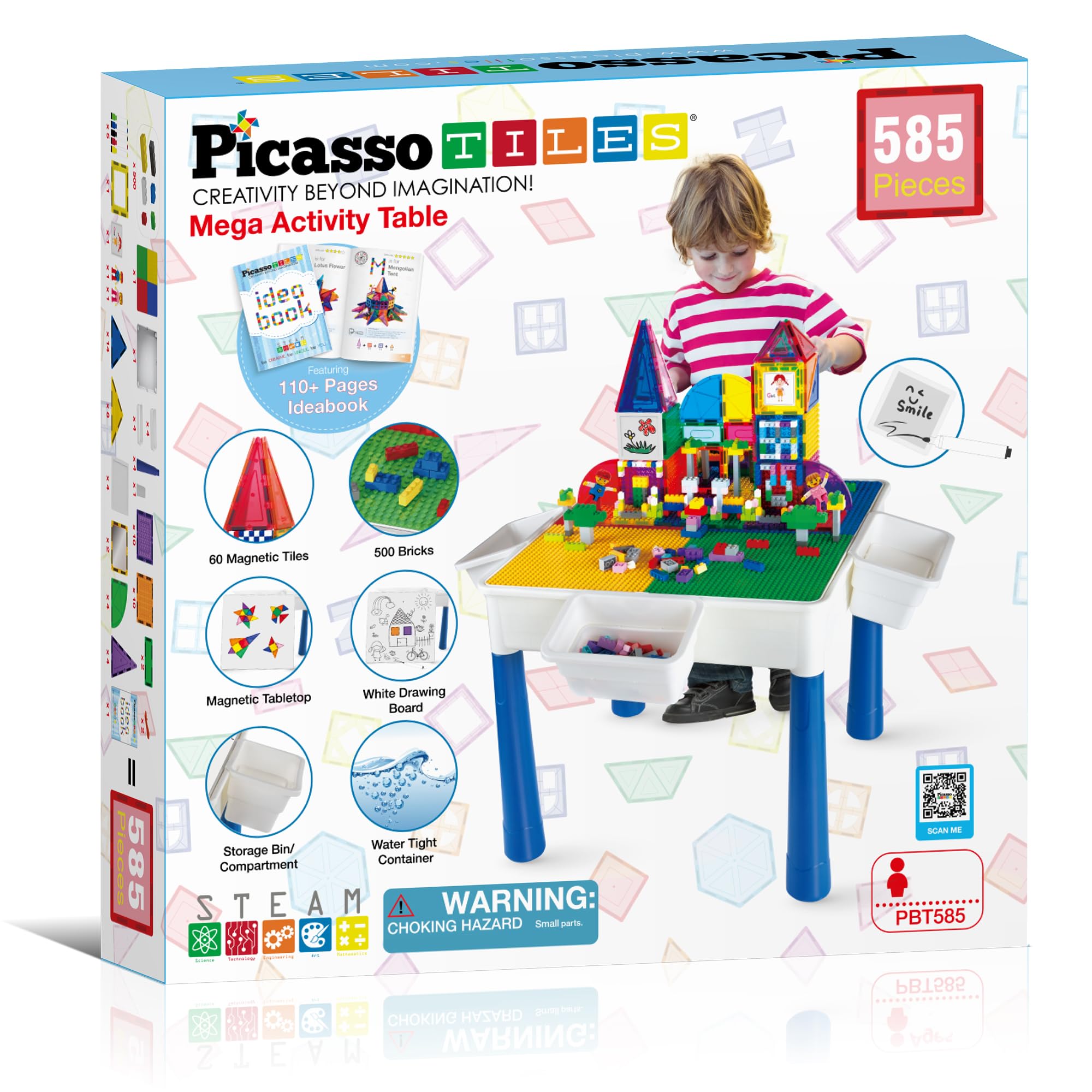 Expandable PicassoTiles ecosystem shown with compatibility to other brick sets.