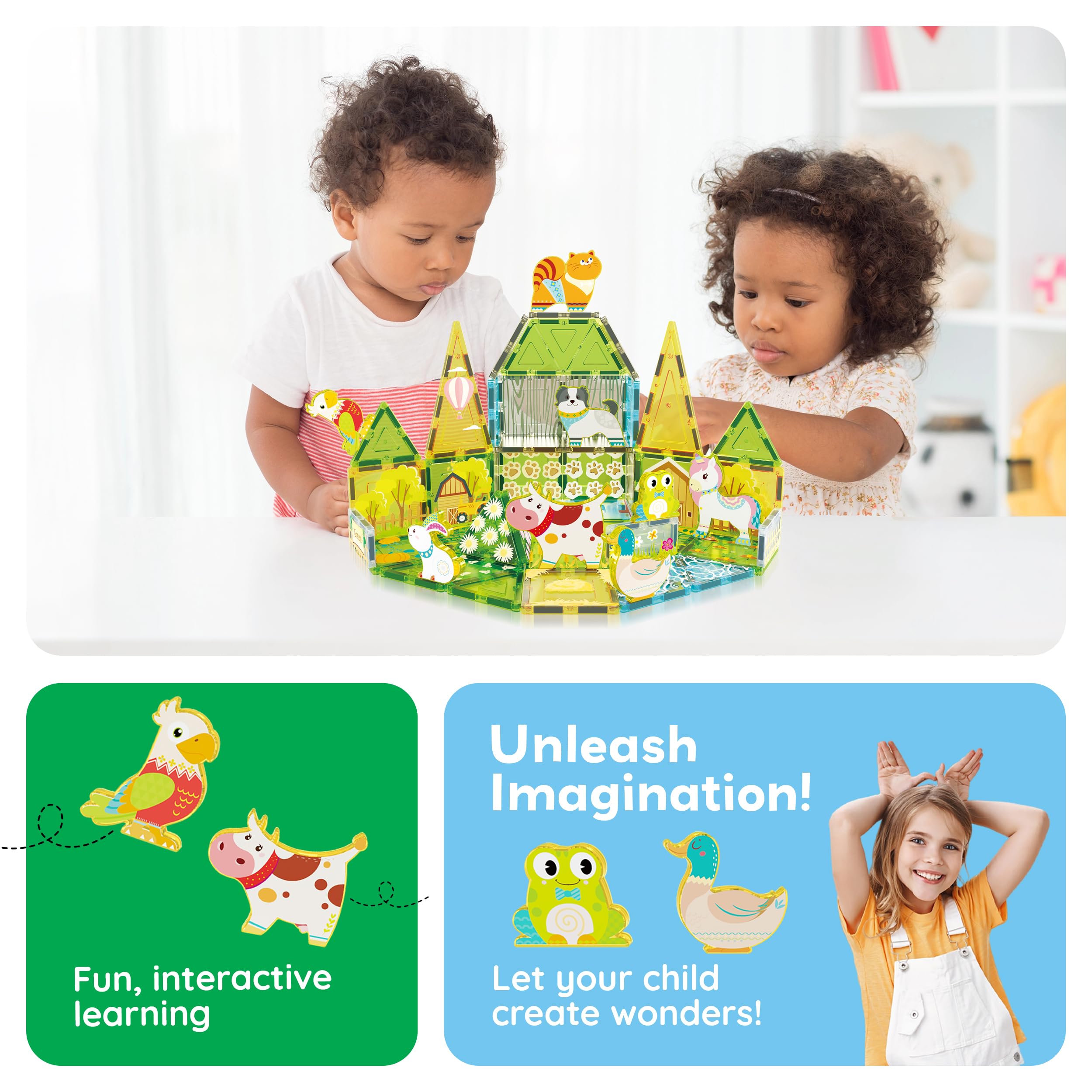 PicassoTiles farm rabbit figure supports counting and sorting in play.