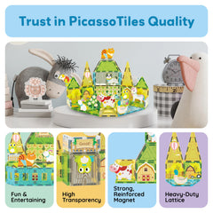 PicassoTiles farm unicorn figure adds magical world-building and creative narratives.